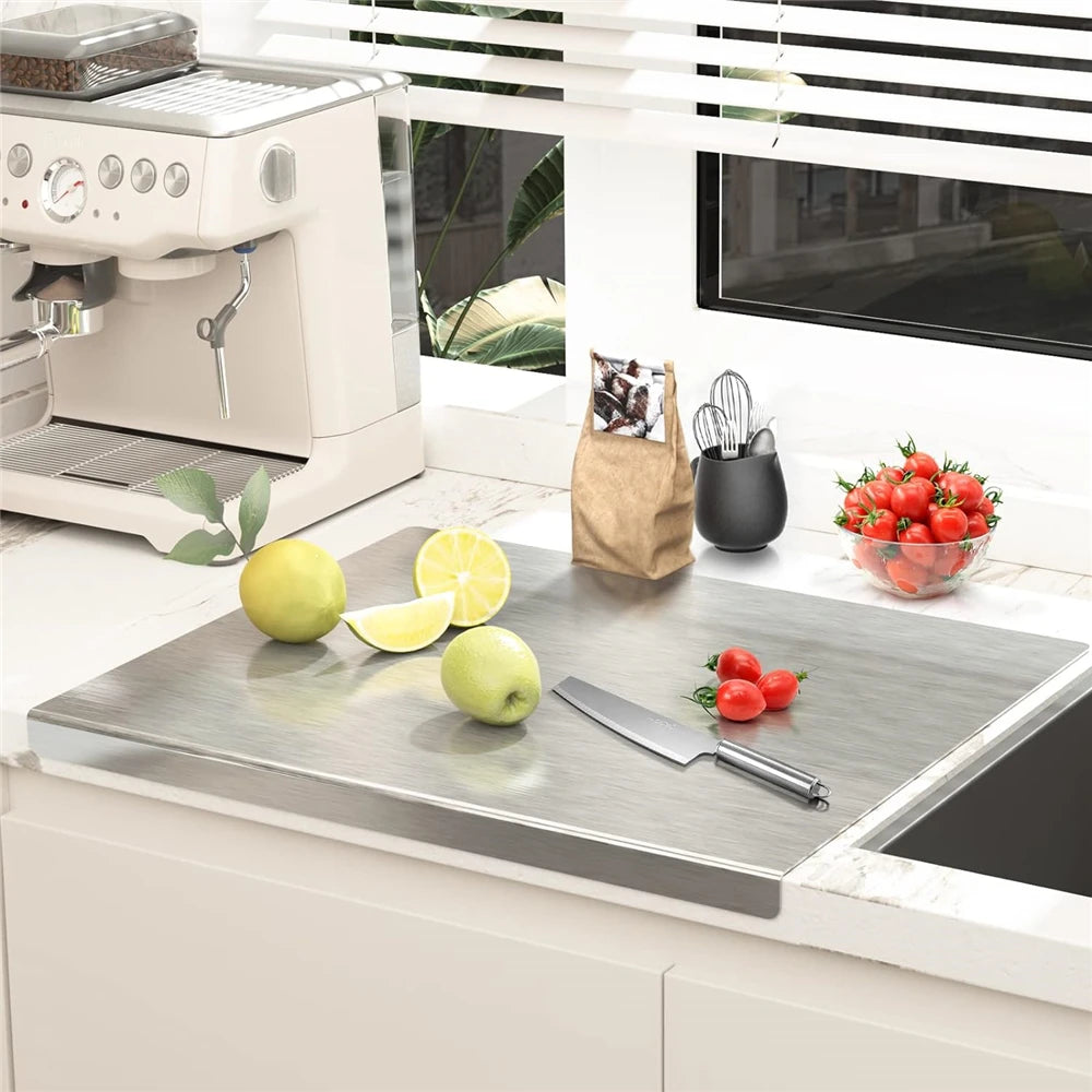 Planche à découper XXL en acier inoxydable de 30 x 40 cm en 2 versions différentes - plus de microplastiques dans vos aliments